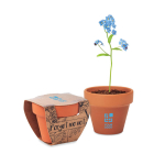 Flower pot with forget-me-not seeds as an promotional gift view with print area