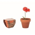 Flower pot with poppy seeds – an affordable advertising tool brown colour