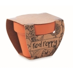 Flower pot with poppy seeds – an affordable advertising tool brown colour second view