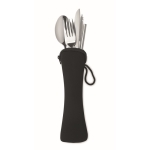 Stainless steel cutlery set in neoprene sleeve black colour third view