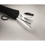 Stainless steel cutlery set in neoprene sleeve black colour fifth photographic view