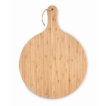 Round bamboo chopping board with serving handle, Ø 31cm wood colour third view