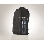 High-quality hiking backpack made of RPET with cords black colour fifth photographic view