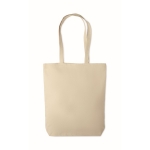 Tote bag with long handles and bottom gusset, 270g/m2 beige colour third view