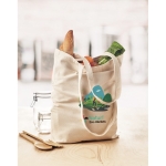 Tote bag with long handles and bottom gusset, 270g/m2 beige colour main ambient view