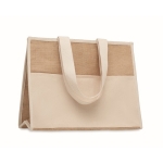 Jute bag with laminated interior and side compartment beige colour second view