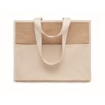 Jute bag with laminated interior and side compartment beige colour third view