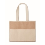 Jute bag with laminated interior and side compartment beige colour fourth view