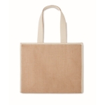 Jute bag with laminated interior and side compartment beige colour fifth view