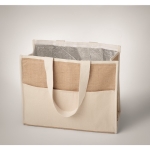 Jute bag with laminated interior and side compartment beige colour fifth photographic view