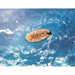 Floating cork keyring, oval-shaped royal blue colour third ambient view 2