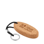 Floating cork keyring, oval-shaped view with print area