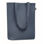 Hemp shopping bag with bottom gusset, 200 g/m2 blue colour