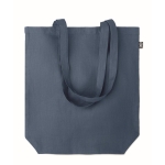 Hemp shopping bag with bottom gusset, 200 g/m2 blue colour second view