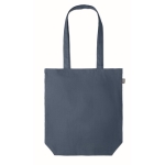 Hemp shopping bag with bottom gusset, 200 g/m2 blue colour third view