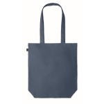 Hemp shopping bag with bottom gusset, 200 g/m2 blue colour fourth view