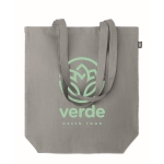 Hemp shopping bag with bottom gusset, 200 g/m2 grey colour second main view