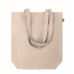 Hemp shopping bag with bottom gusset, 200 g/m2 beige colour second view