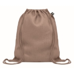 Eco-friendly drawstring bag in hemp for a eco look, 200 g/m2 brown colour third view