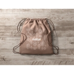 Eco-friendly drawstring bag in hemp for a eco look, 200 g/m2 brown colour main ambient view