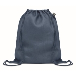 Eco-friendly drawstring bag in hemp for a eco look, 200 g/m2 blue colour third view