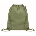 Eco-friendly drawstring bag in hemp for a eco look, 200 g/m2 green colour third view