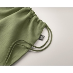 Eco-friendly drawstring bag in hemp for a eco look, 200 g/m2 green colour third photographic view