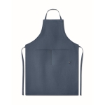 Eco kitchen apron with pockets and neck strap, 200 g/m2 blue colour