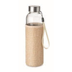 Leak-proof drinking bottle with protective jute cover, 500 ml beige colour