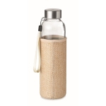 Leak-proof drinking bottle with protective jute cover, 500 ml beige colour second view