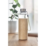 Leak-proof drinking bottle with protective jute cover, 500 ml beige colour ambient view