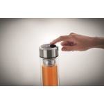 Leak-proof printable glass bottle with thermometer, 390 ml transparent colour fifth view