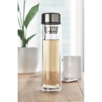 Leak-proof printable glass bottle with thermometer, 390 ml transparent colour second ambient view