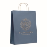 Large recycled paper bag in many colours, 90 g/m2 blue colour main view