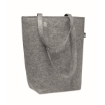 Reinforced shopping bag with long handles, made of felt, RPET grey colour