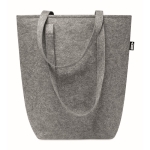 Reinforced shopping bag with long handles, made of felt, RPET grey colour second view