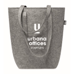 Reinforced shopping bag with long handles, made of felt, RPET grey colour second main view