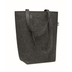 Reinforced shopping bag with long handles, made of felt, RPET dark grey colour