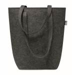 Reinforced shopping bag with long handles, made of felt, RPET dark grey colour second view