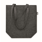 Reinforced shopping bag with long handles, made of felt, RPET dark grey colour fourth view