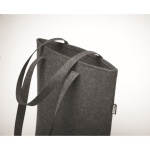 Reinforced shopping bag with long handles, made of felt, RPET dark grey colour fifth photographic view