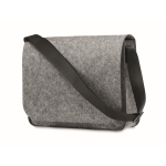 Recycled felt crossbody laptop bag with Velcro closure, 15” grey colour