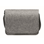 Recycled felt crossbody laptop bag with Velcro closure, 15” grey colour third view