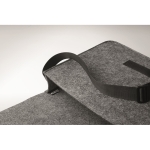 Recycled felt crossbody laptop bag with Velcro closure, 15” grey colour fifth photographic view