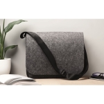 Recycled felt crossbody laptop bag with Velcro closure, 15” grey colour ambient view