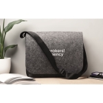 Recycled felt crossbody laptop bag with Velcro closure, 15” grey colour main ambient view