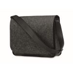 Recycled felt crossbody laptop bag with Velcro closure, 15” dark grey colour