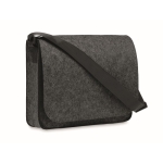 Recycled felt crossbody laptop bag with Velcro closure, 15” dark grey colour second view