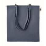 Economical organic tote bag in organic colours, 140 g/m2 blue colour