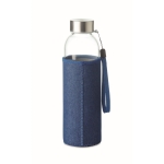 Glass bottle with neoprene protective cover, 500 ml blue colour second view